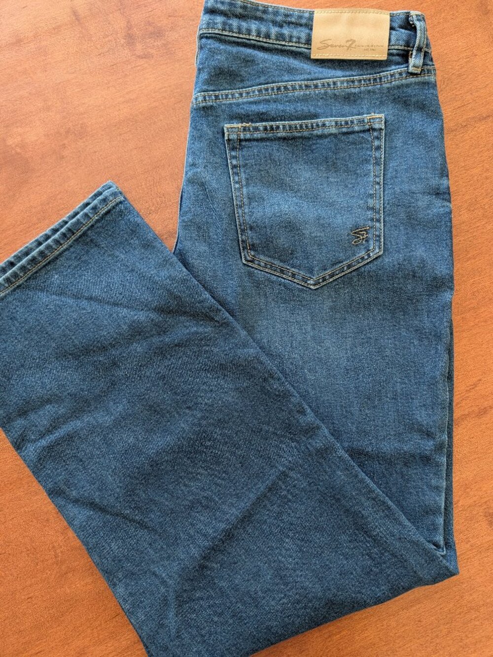 Seven7 Premium Loose Straight Leg Jeans High-Rise Blue Denim Women's Size 10